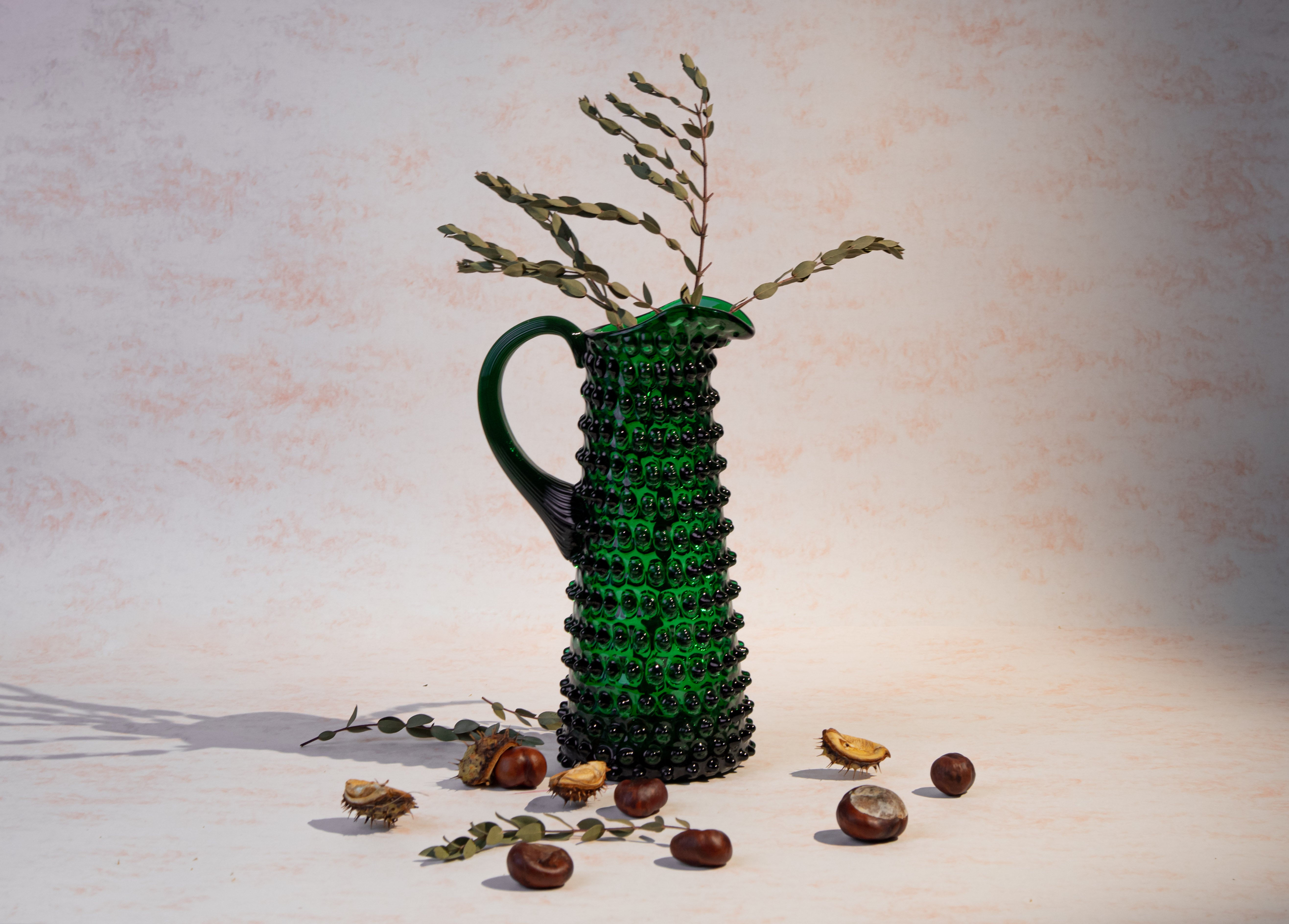 Klimchi Dark Green Hobnail Pitcher