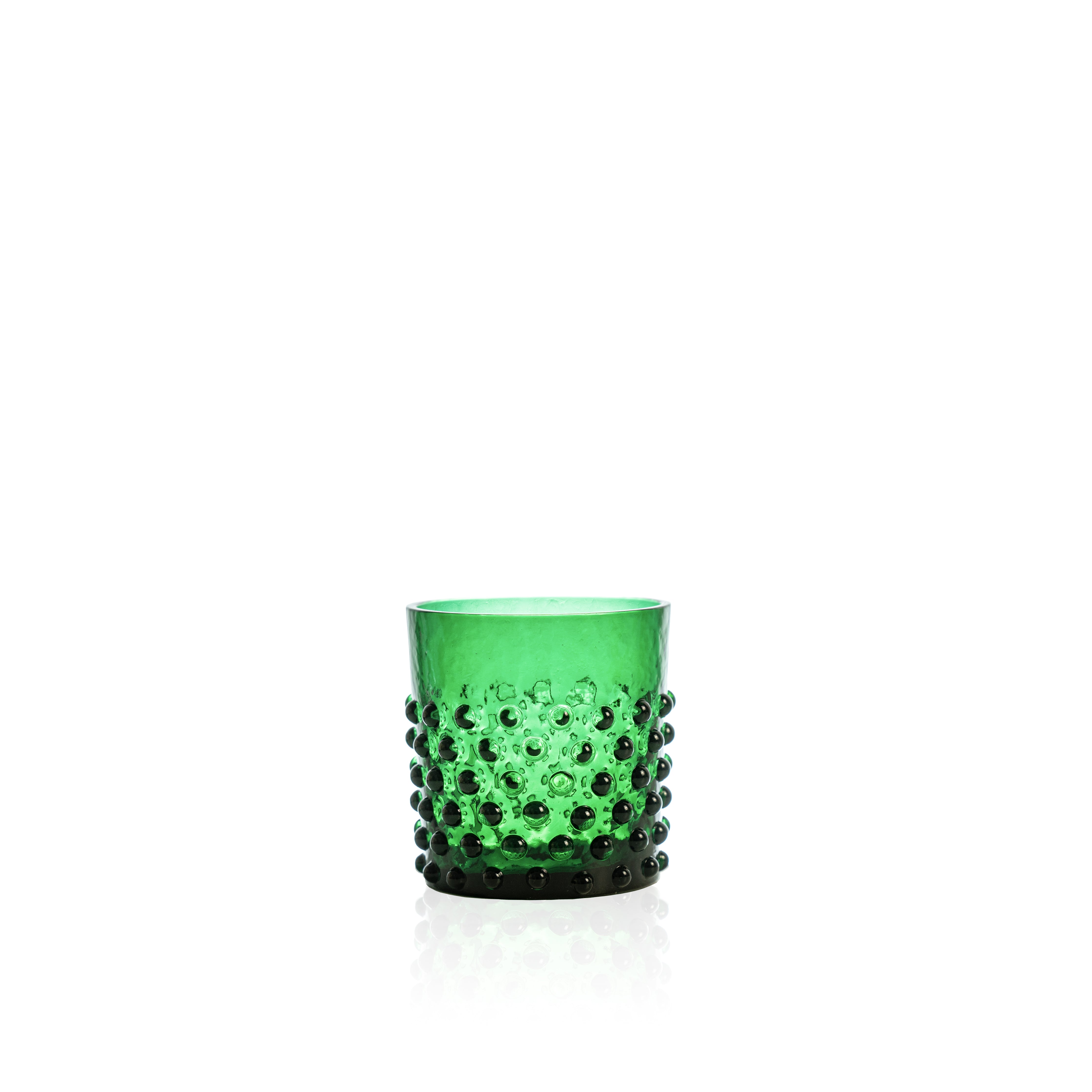 Klimchi Dark Green Hobnail Whiskey Glass set of 2