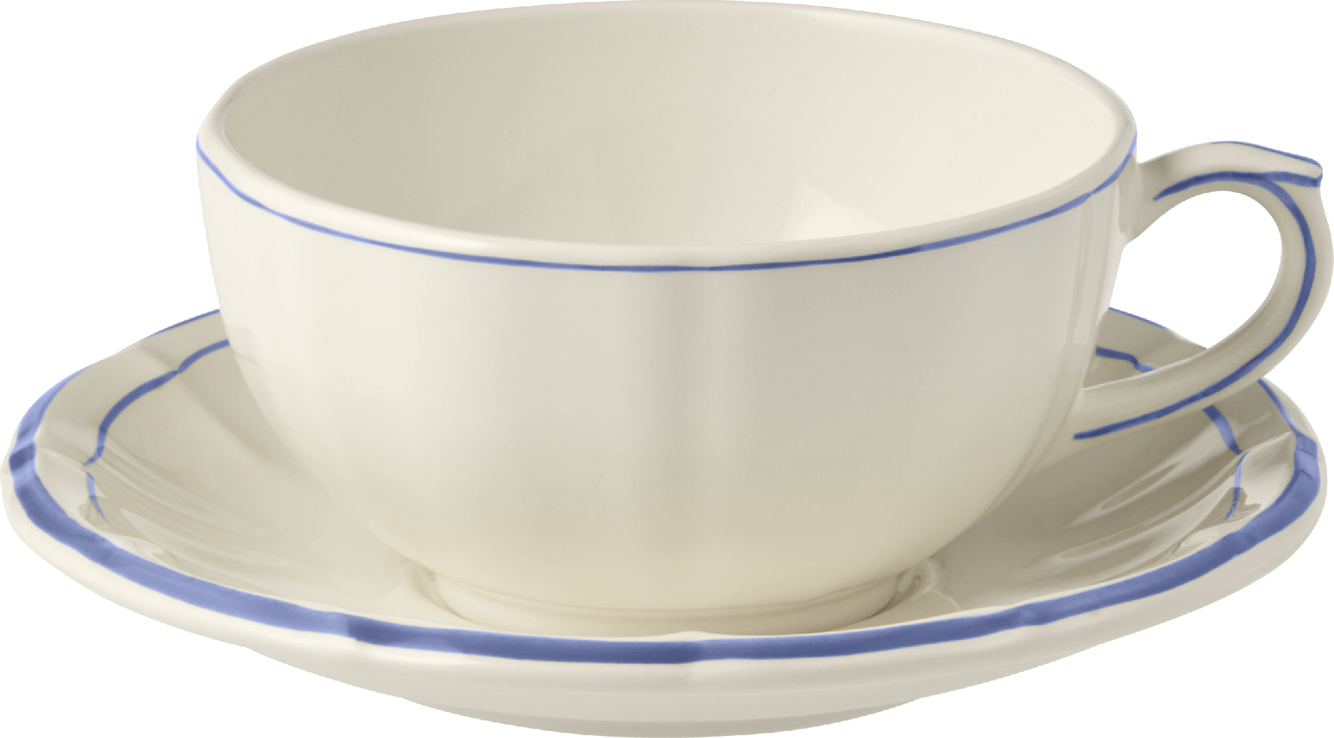 Gien Filets Bleu Box of 2 Breakfast Cups & Saucers