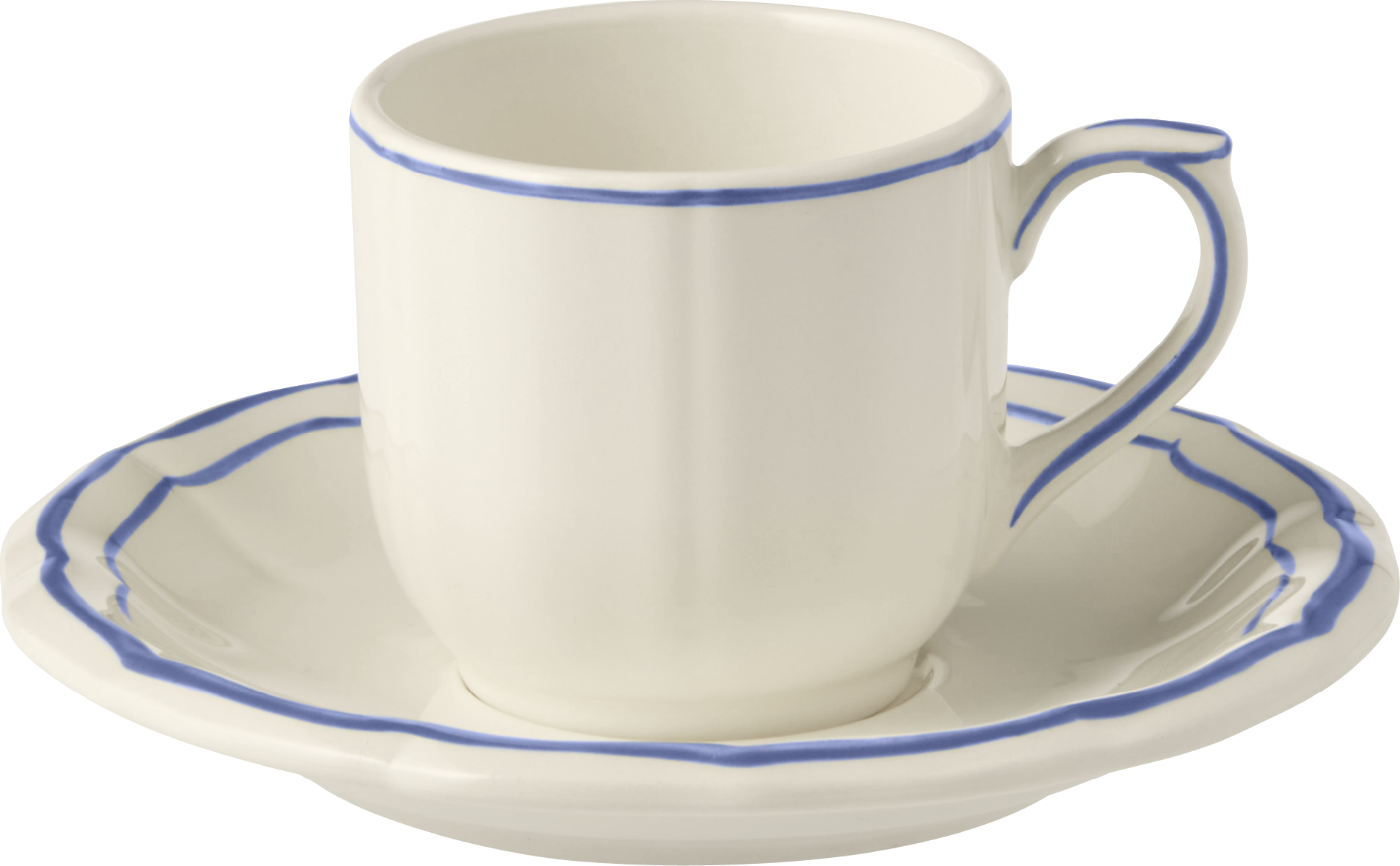 Gien Filets Bleu Box of 2 Espresso Cups & Saucers