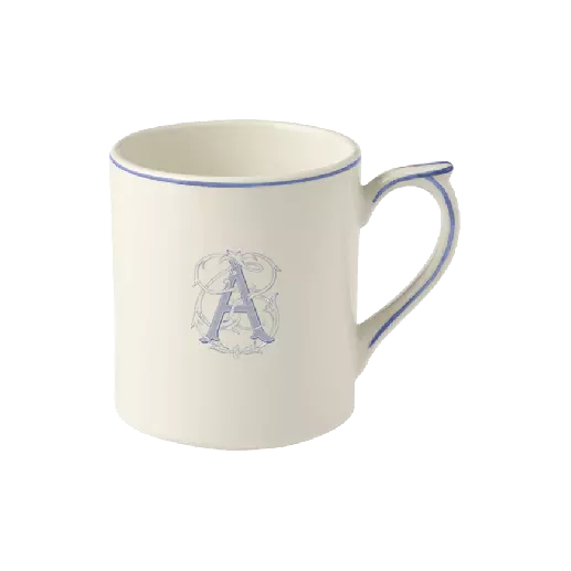 Gien Filets Bleu Mug Monogram A